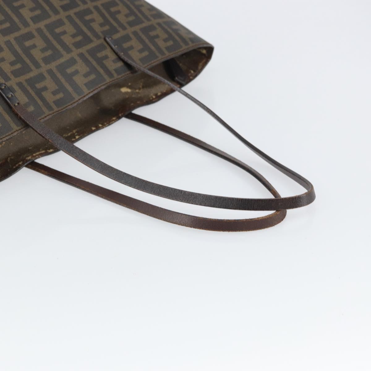 FENDI Zucca Canvas Tote Bag Black Brown Auth 162502