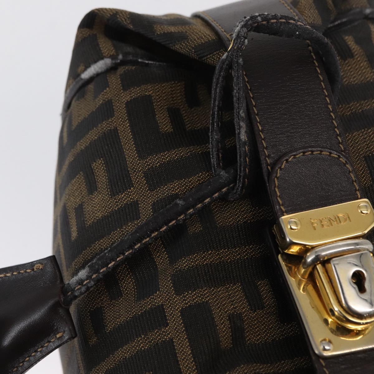 FENDI Zucca Canvas Hand Bag Black Brown Auth 162503