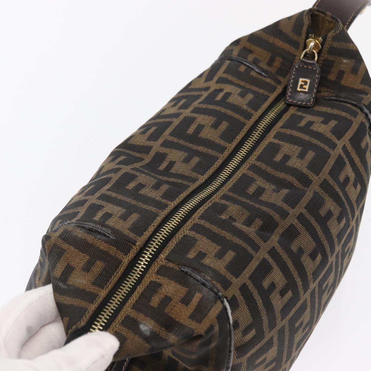 FENDI Zucca Canvas Hand Bag Black Brown Auth 162503