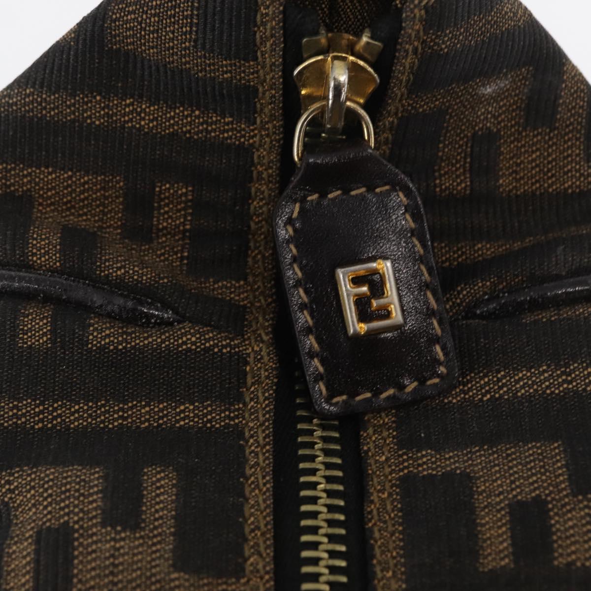 FENDI Zucca Canvas Hand Bag Black Brown Auth 162503
