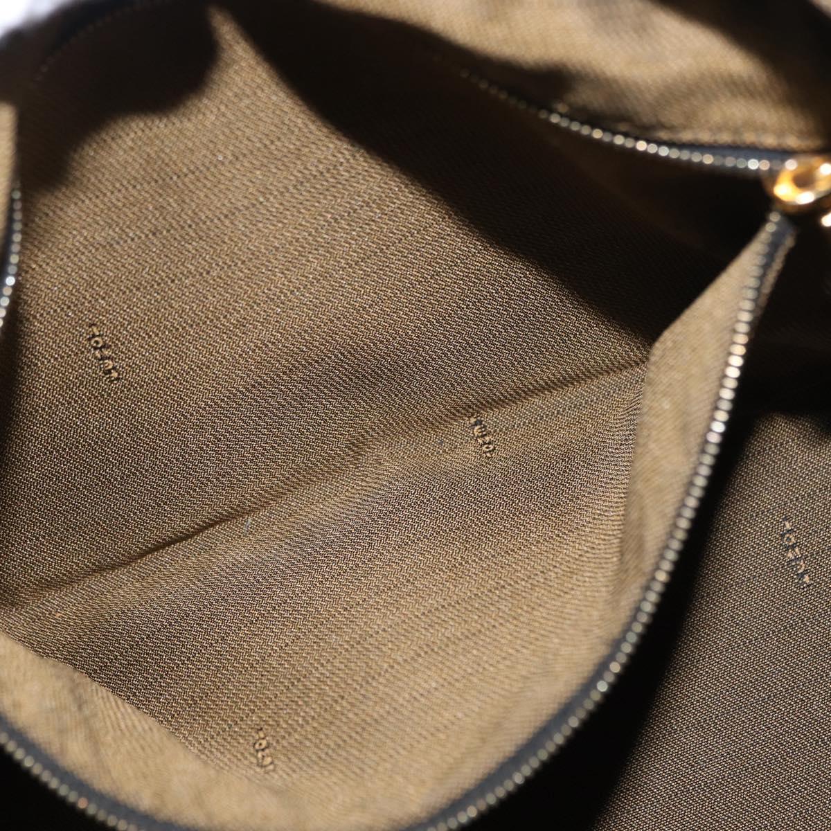 FENDI Zucca Canvas Hand Bag Black Brown Auth 162503