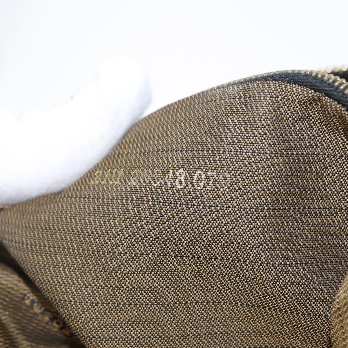 FENDI Zucca Canvas Hand Bag Black Brown Auth 162503