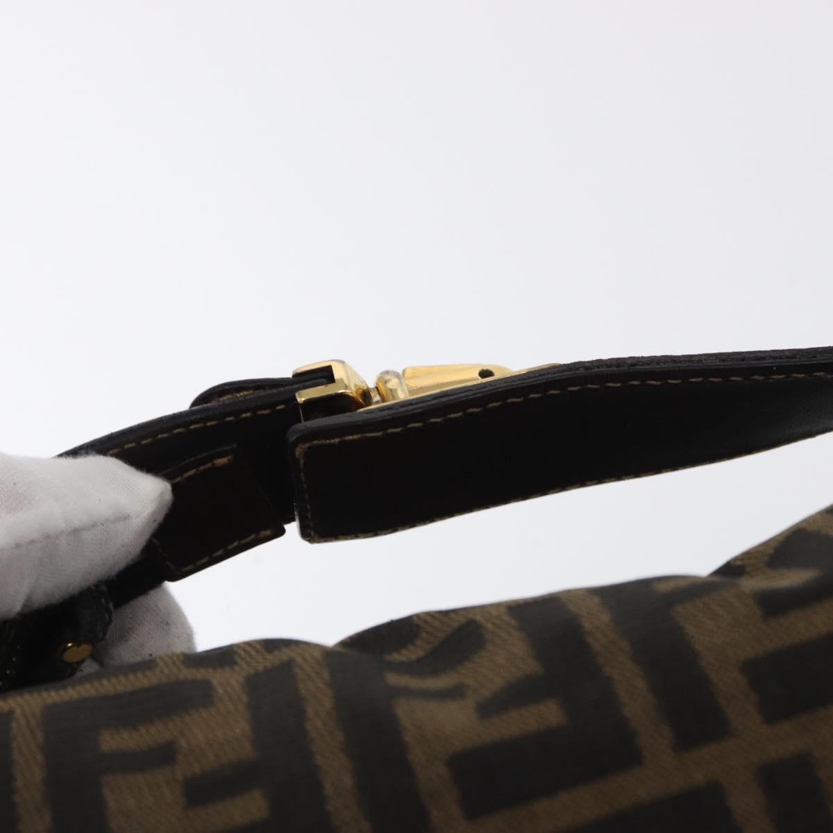 FENDI Zucca Canvas Hand Bag Black Brown Auth 162503