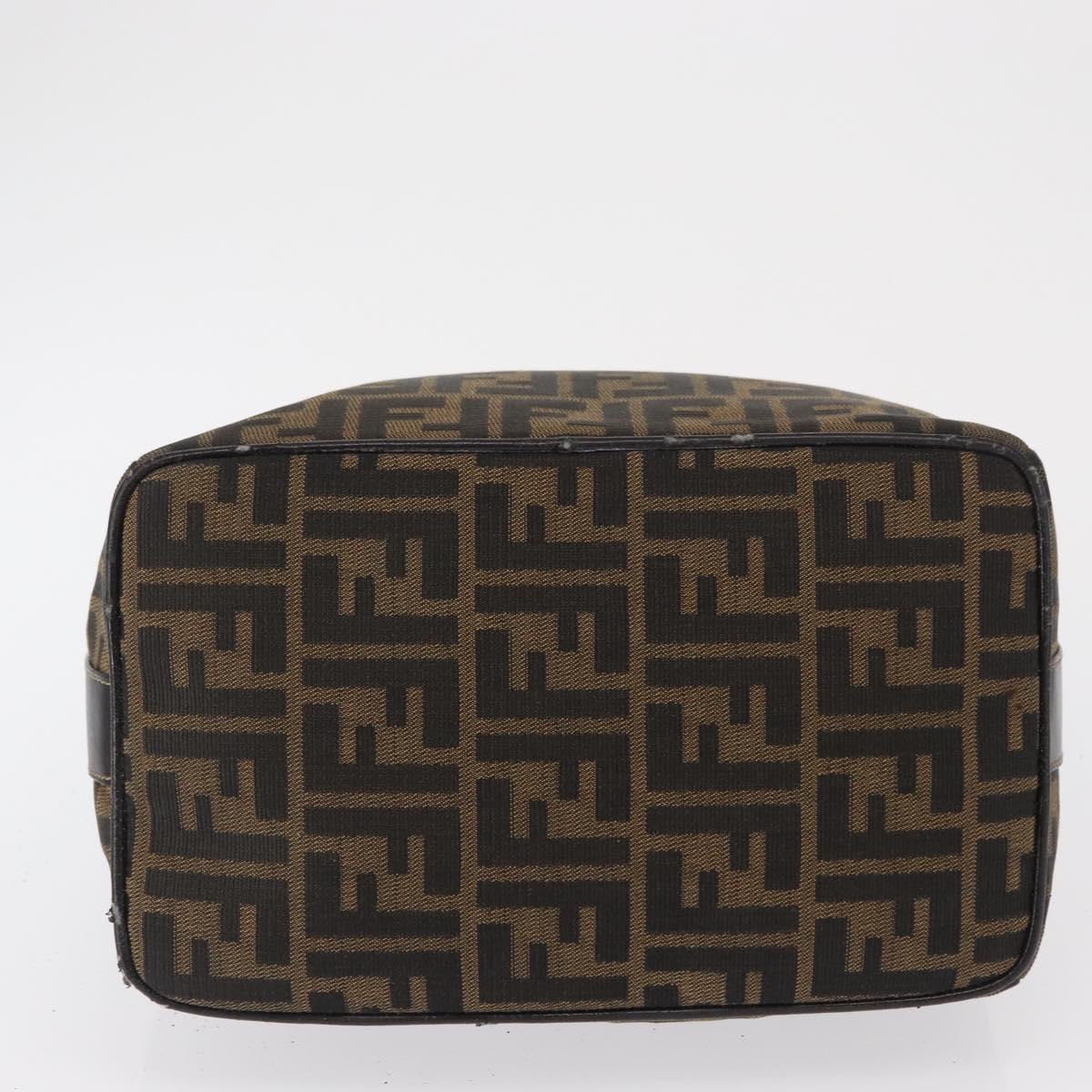 FENDI Zucca Canvas Hand Bag Black Brown Auth 162503