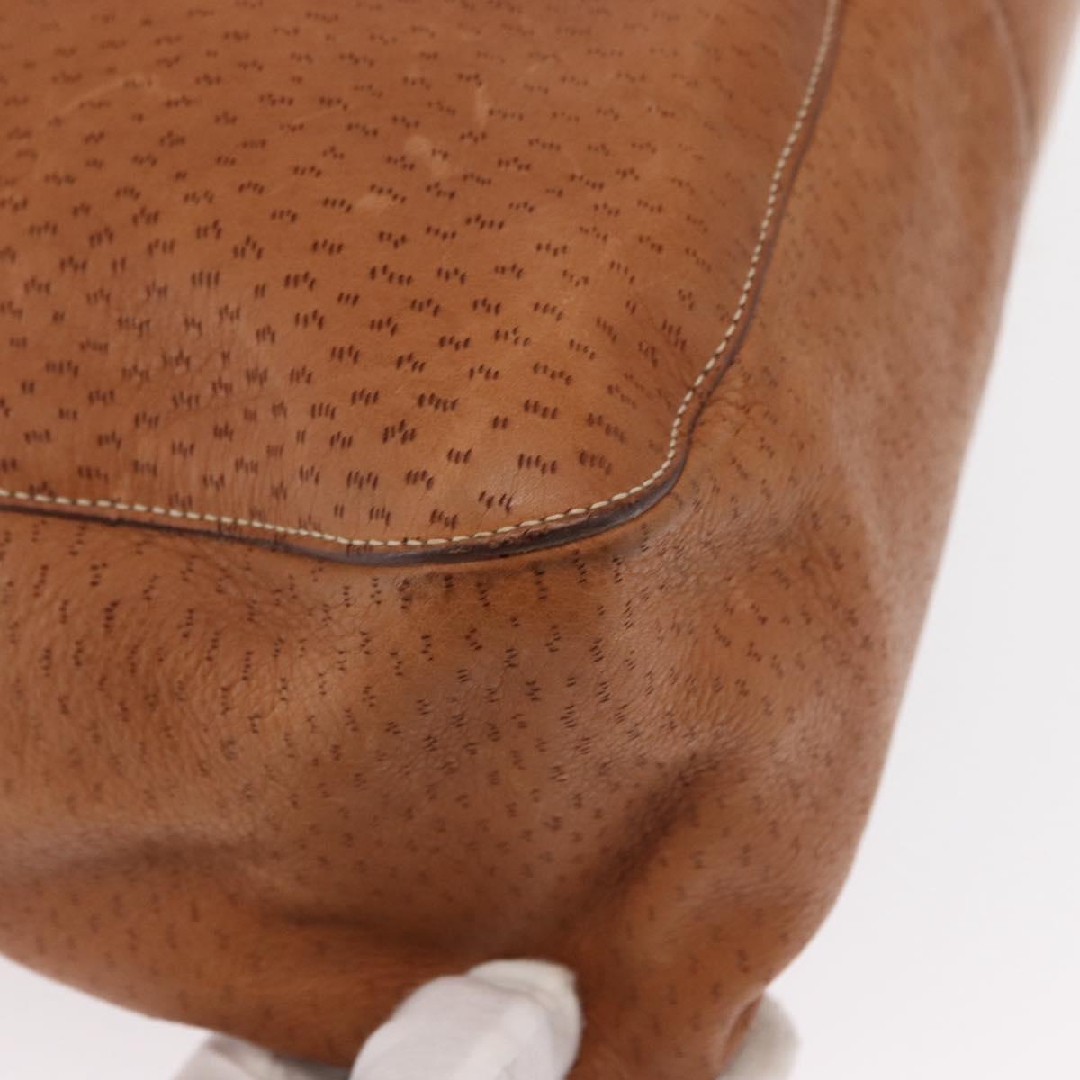 PRADA Tote Bag Leather Brown Silver Auth 162507