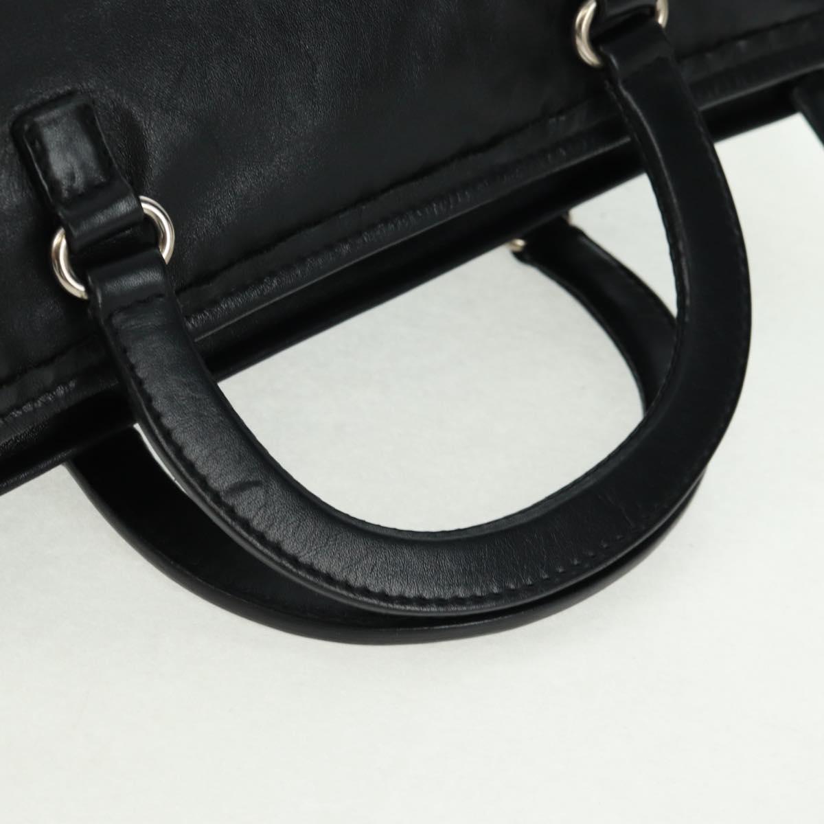 PRADA Hand Bag Leather Black Silver Auth 162511V