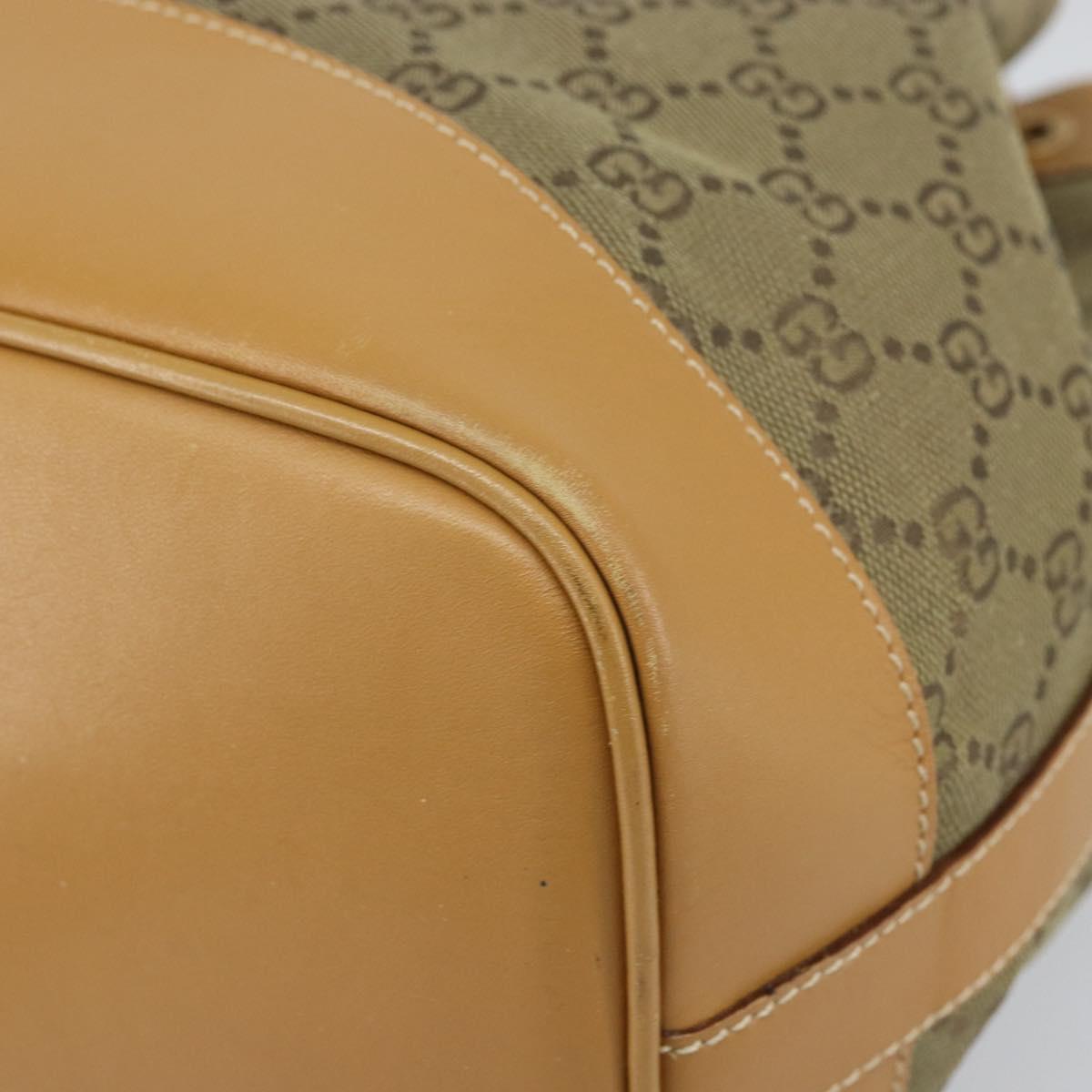 GUCCI GG Canvas Shoulder Bag Beige Gold Auth 162519