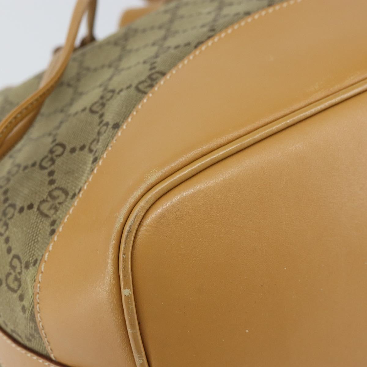 GUCCI GG Canvas Shoulder Bag Beige Gold Auth 162519