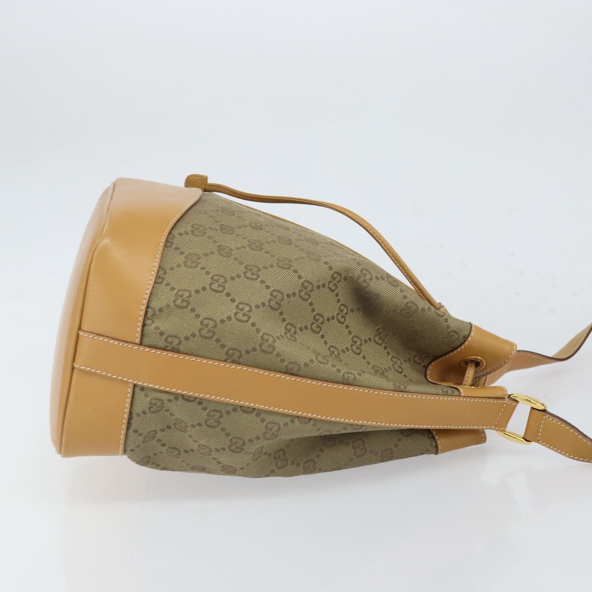 GUCCI GG Canvas Shoulder Bag Beige Gold Auth 162519