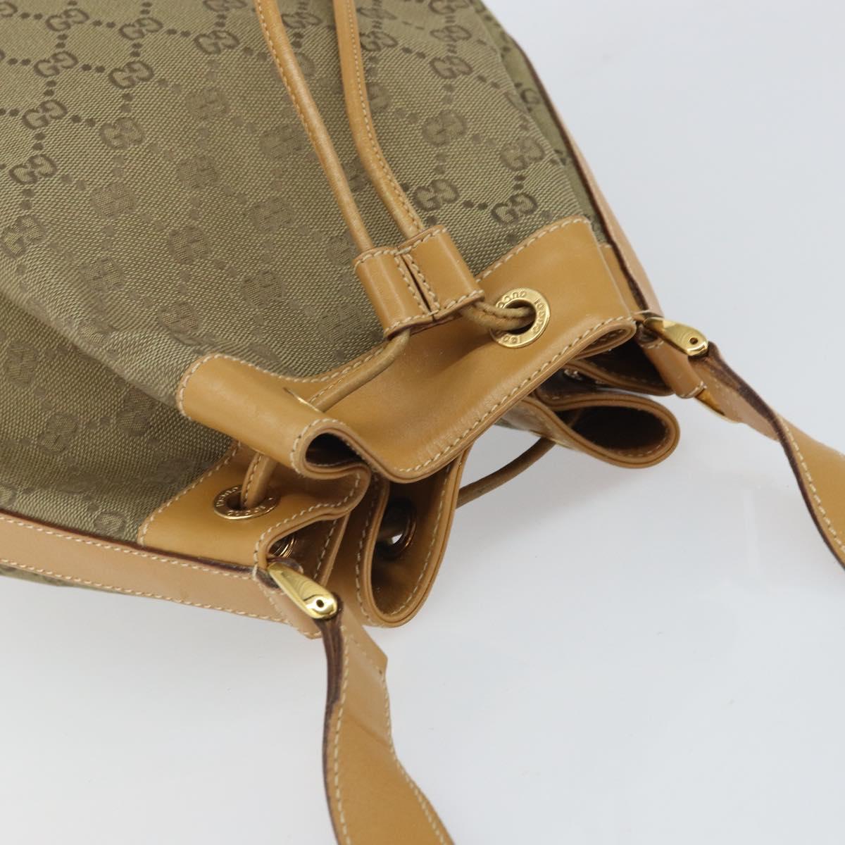 GUCCI GG Canvas Shoulder Bag Beige Gold Auth 162519