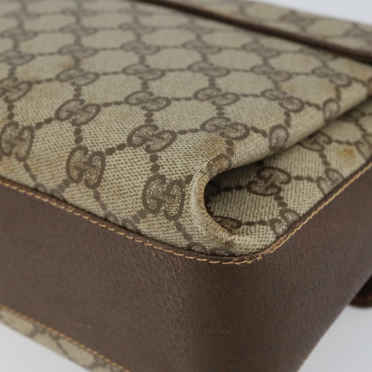 GUCCI GG Supreme Web Sherry Line Bag PVC Beige Gold 904 02 084 Auth 162521