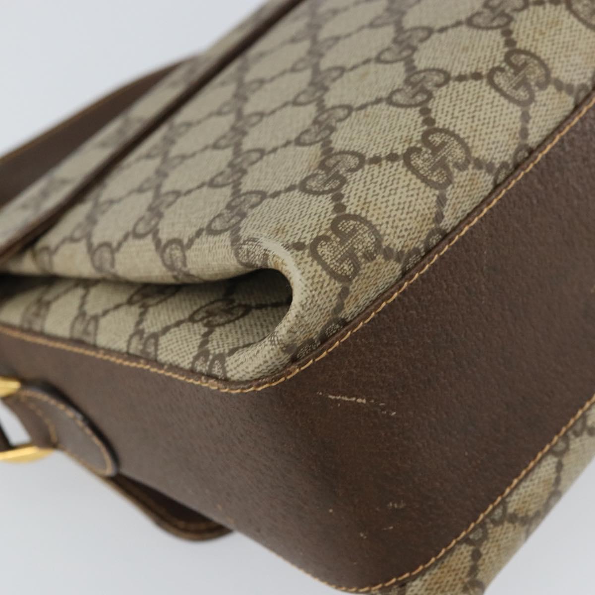 GUCCI GG Supreme Web Sherry Line Bag PVC Beige Gold 904 02 084 Auth 162521