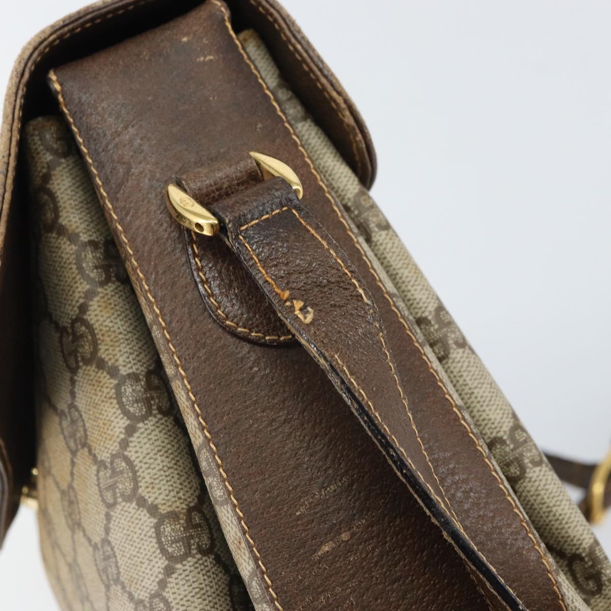 GUCCI GG Supreme Web Sherry Line Bag PVC Beige Gold 904 02 084 Auth 162521