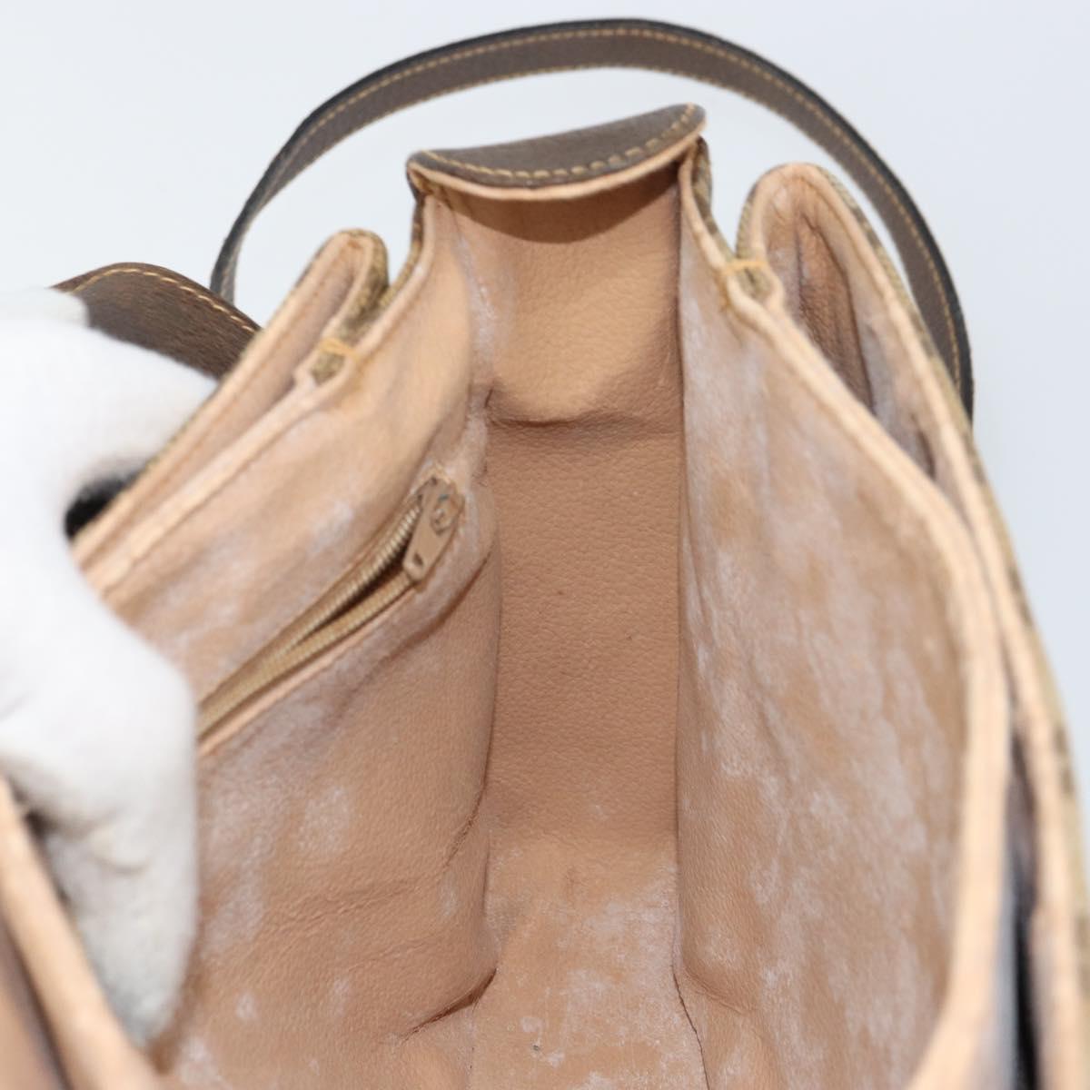 GUCCI GG Supreme Web Sherry Line Bag PVC Beige Gold 904 02 084 Auth 162521