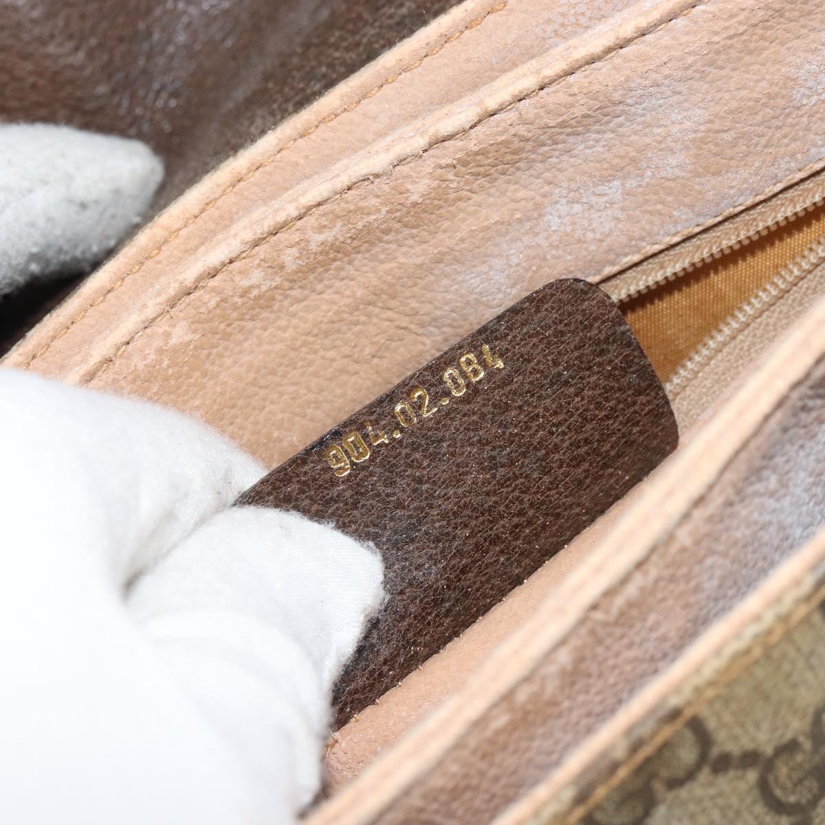 GUCCI GG Supreme Web Sherry Line Bag PVC Beige Gold 904 02 084 Auth 162521