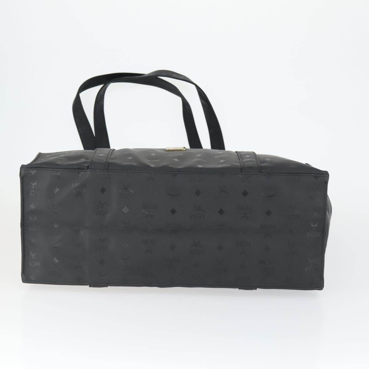 MCM Logogram Vicetos Tote Bag PVC Black Gold Auth 162533