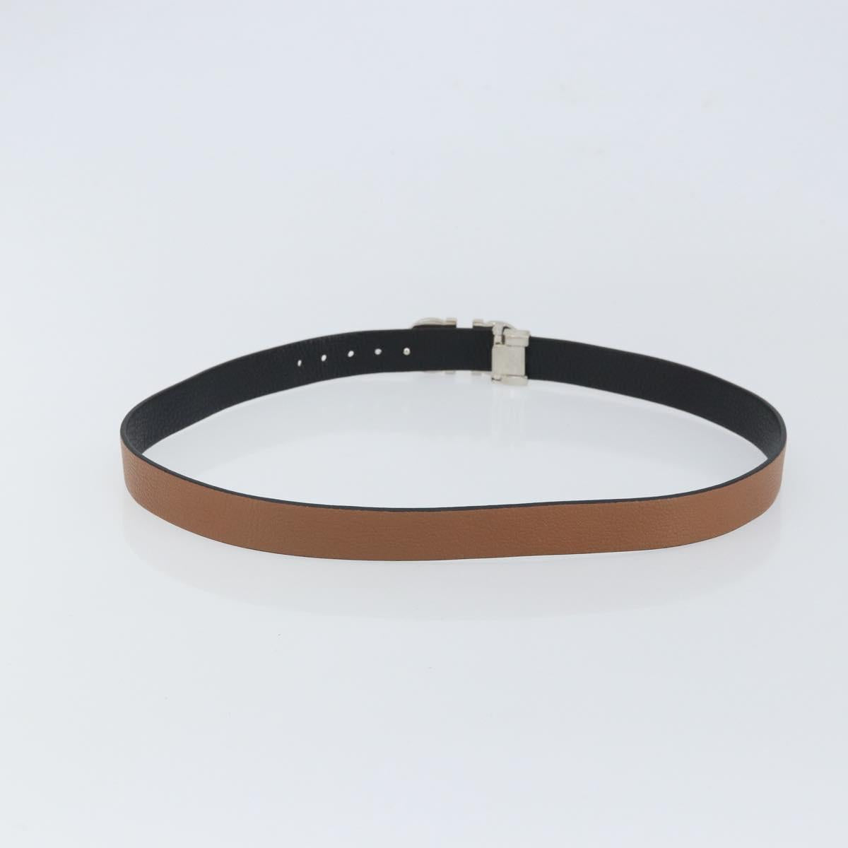 Salvatore Ferragamo Gancini Reversible Belt Leather 34.6"" Brown Auth 162547