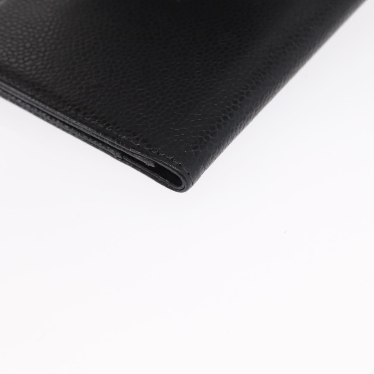 CHANEL Day Planner Cover Caviar Skin Black Gold CC Auth 162550