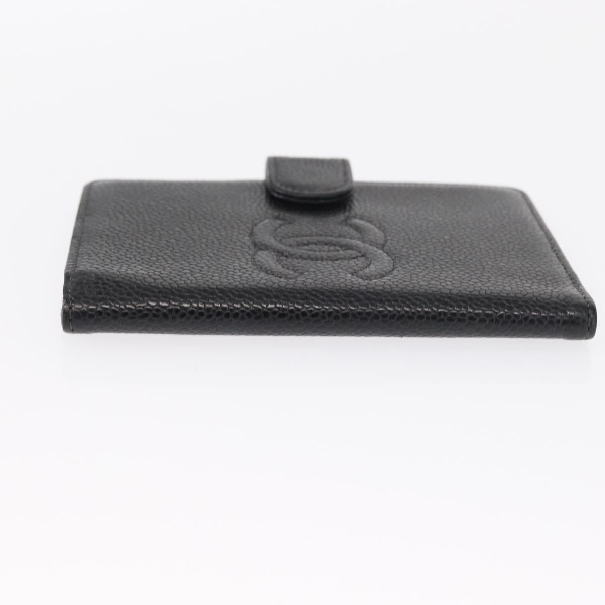 CHANEL Day Planner Cover Caviar Skin Black Gold CC Auth 162550
