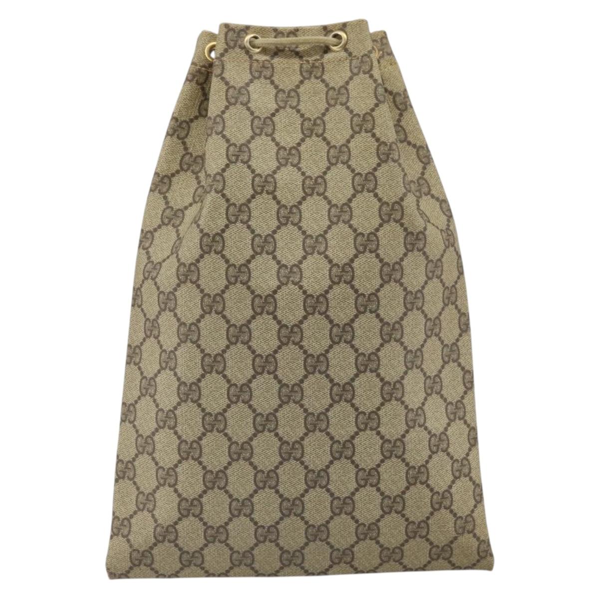 GUCCI GG Supreme Drawstring Pouch PVC Beige Gold 97 19 303 Auth 162571