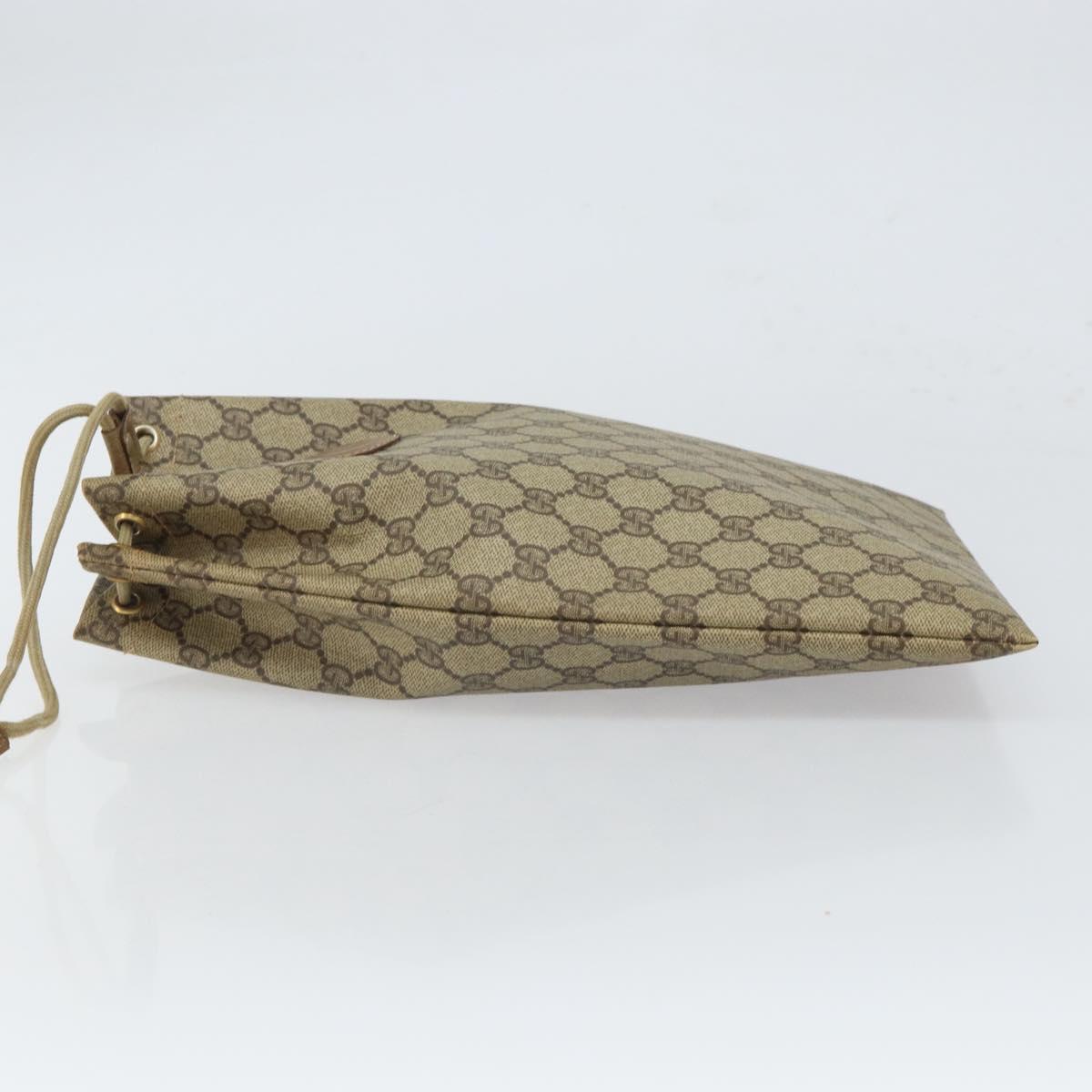 GUCCI GG Supreme Drawstring Pouch PVC Beige Gold 97 19 303 Auth 162571