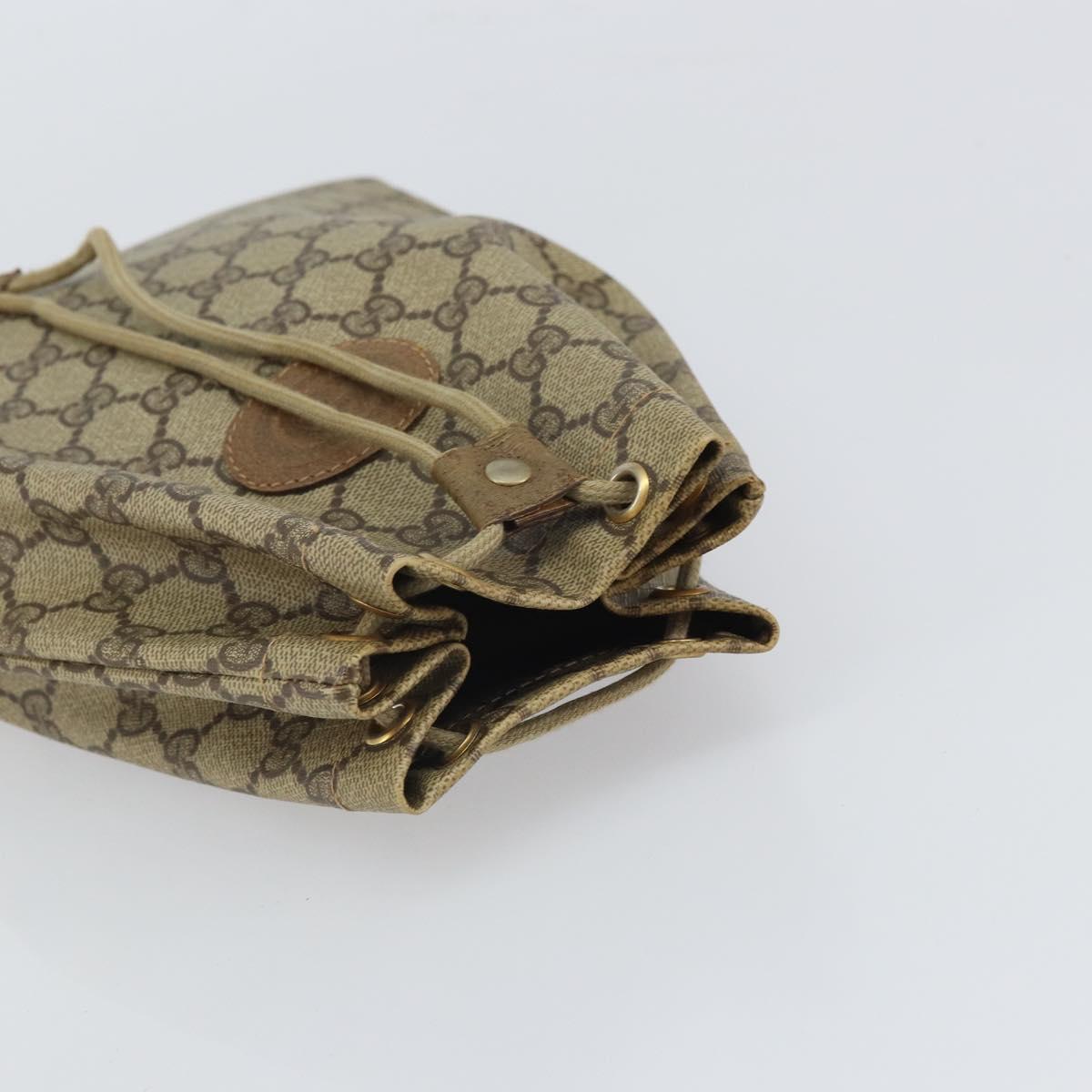 GUCCI GG Supreme Drawstring Pouch PVC Beige Gold 97 19 303 Auth 162571