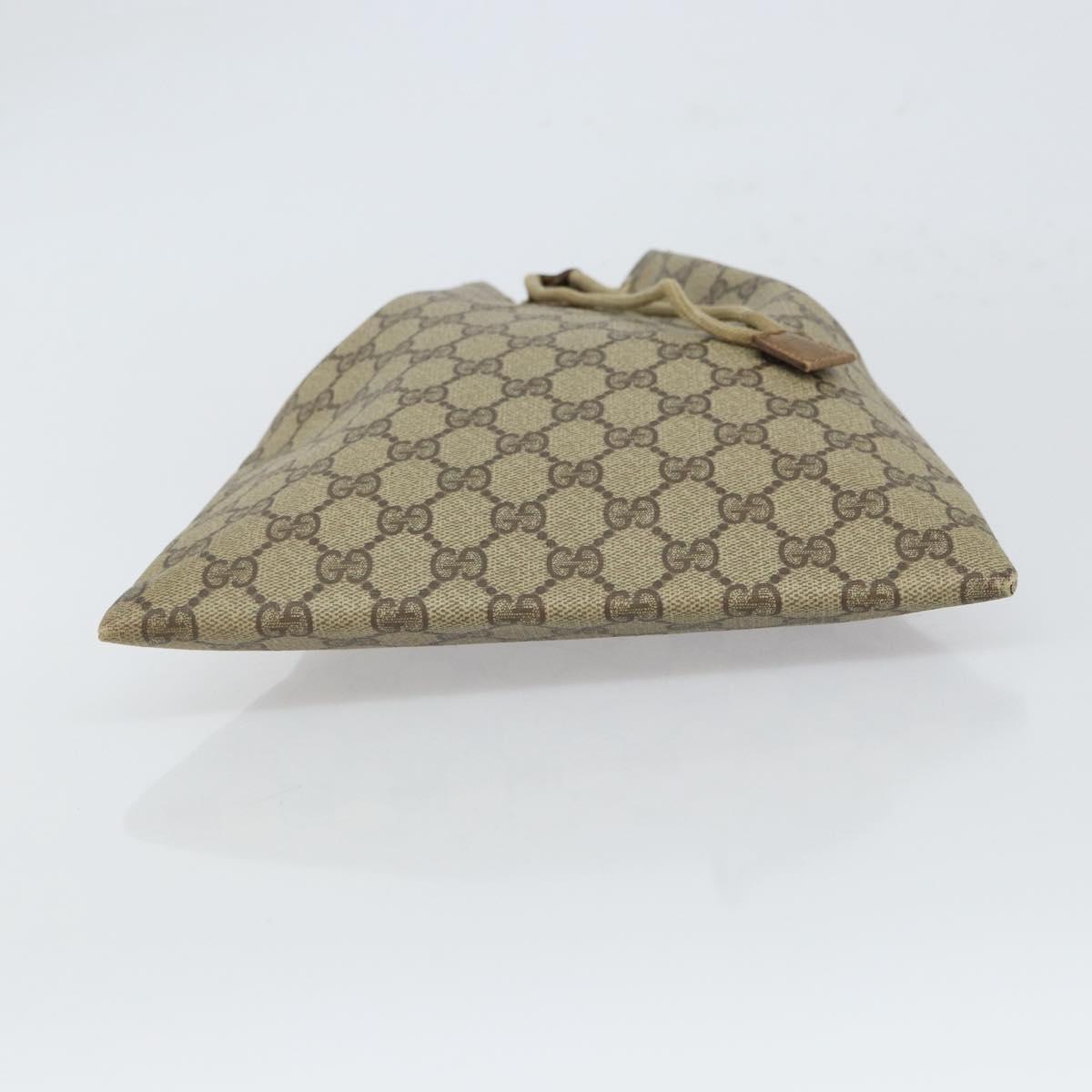 GUCCI GG Supreme Drawstring Pouch PVC Beige Gold 97 19 303 Auth 162571