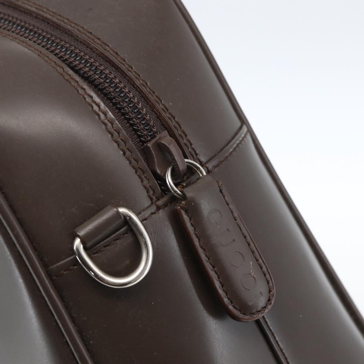 GUCCI Hand Bag Patent leather Brown Silver 000 1274 0505 Auth 162574