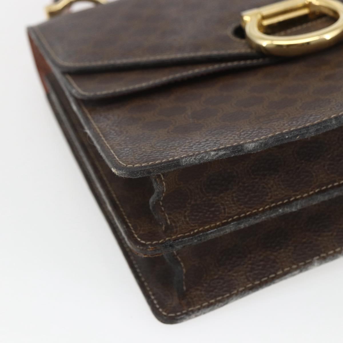 CELINE Macadam Canvas Hand Bag PVC Leather Brown Gold Auth 162575