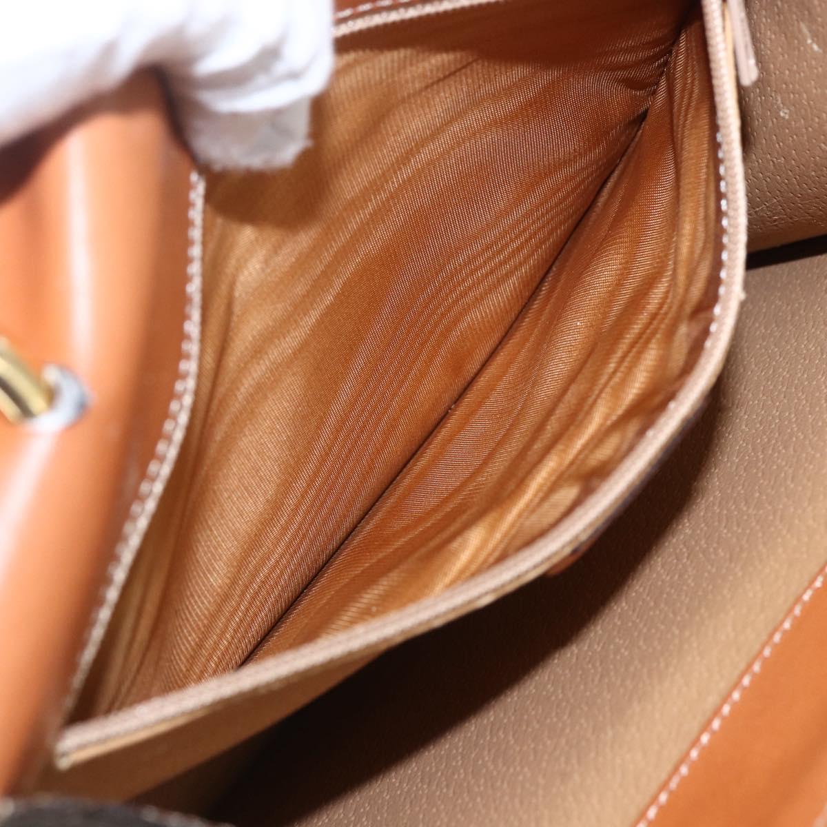 CELINE Macadam Canvas Hand Bag PVC Leather Brown Gold Auth 162575