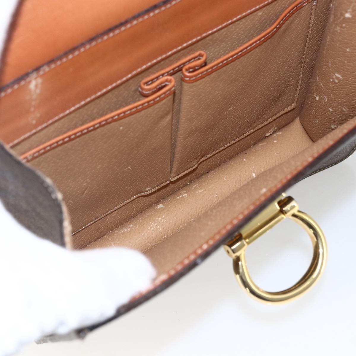 CELINE Macadam Canvas Hand Bag PVC Leather Brown Gold Auth 162575