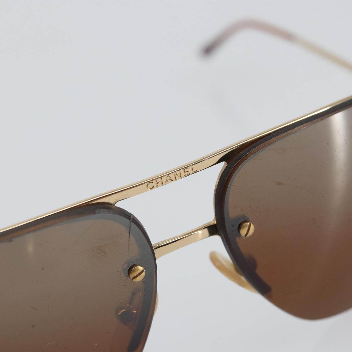 CHANEL Sunglasses metal Brown CC Auth 162583