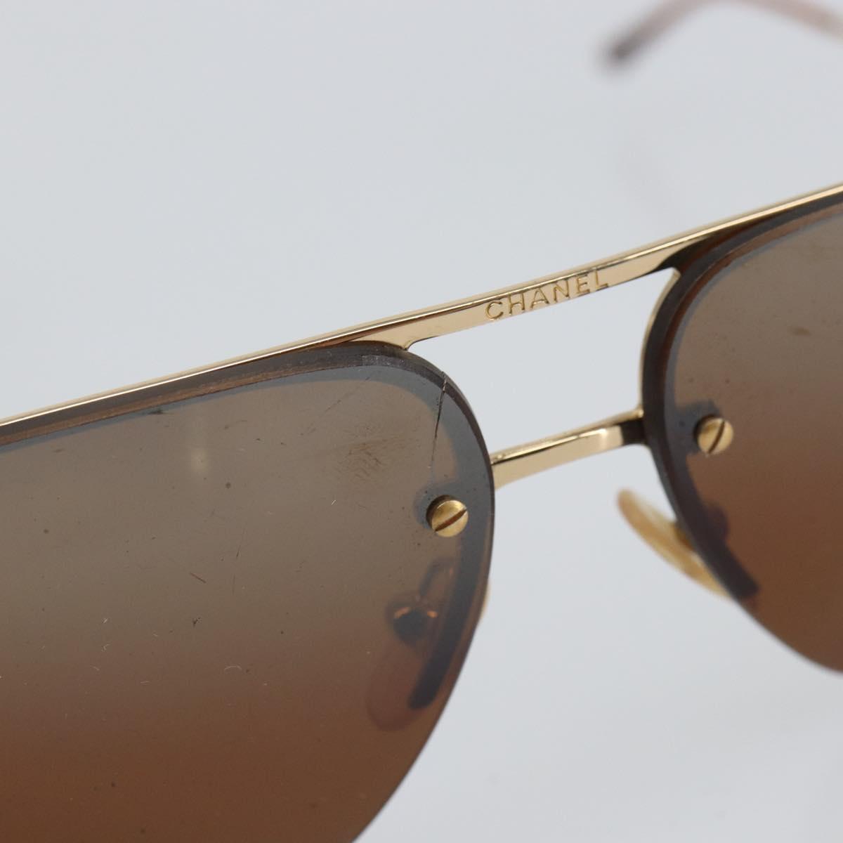 CHANEL Sunglasses metal Brown CC Auth 162583