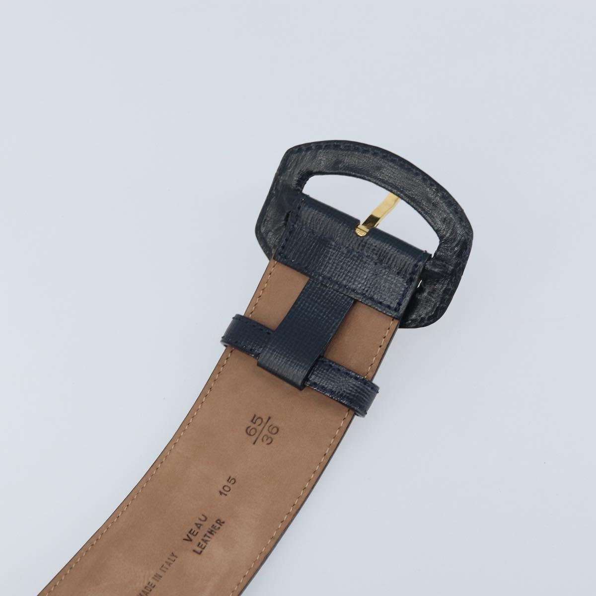 Christian Dior Belt Leather 29.5"" Navy Gold Auth 162585