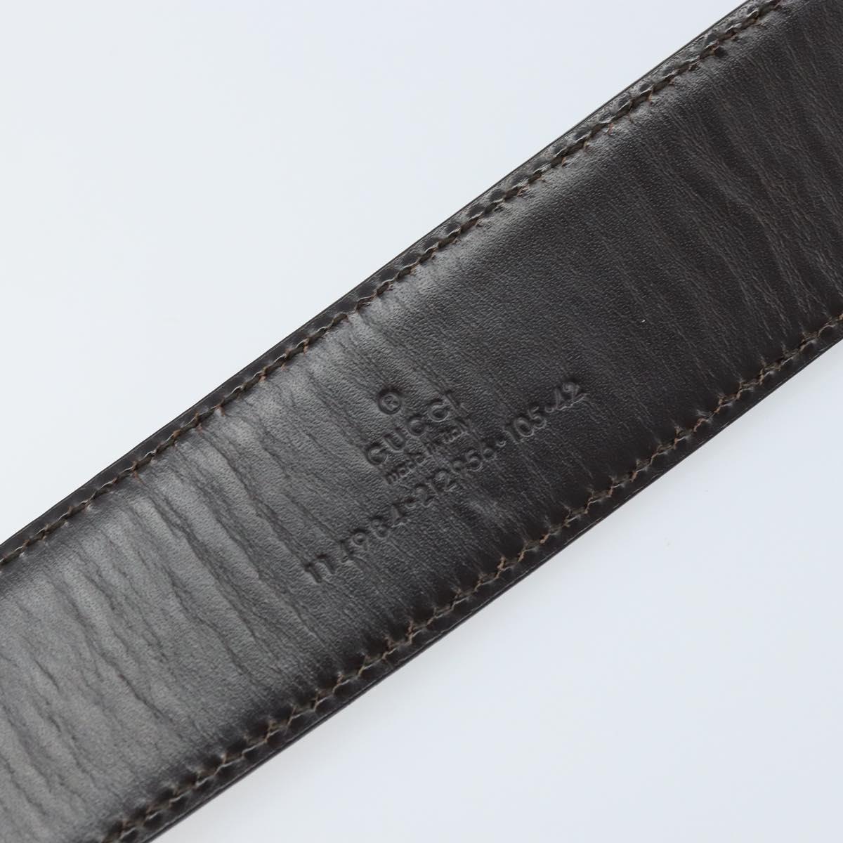 GUCCI GG Canvas Guccissima Belt Leather 45.3"" Black 114984 Auth 162586