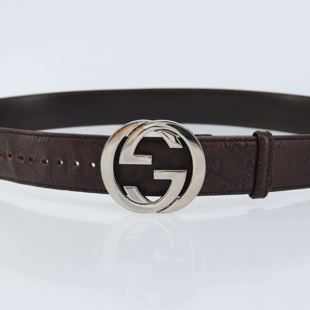 GUCCI GG Canvas Guccissima Belt Leather 45.3"" Black 114984 Auth 162586