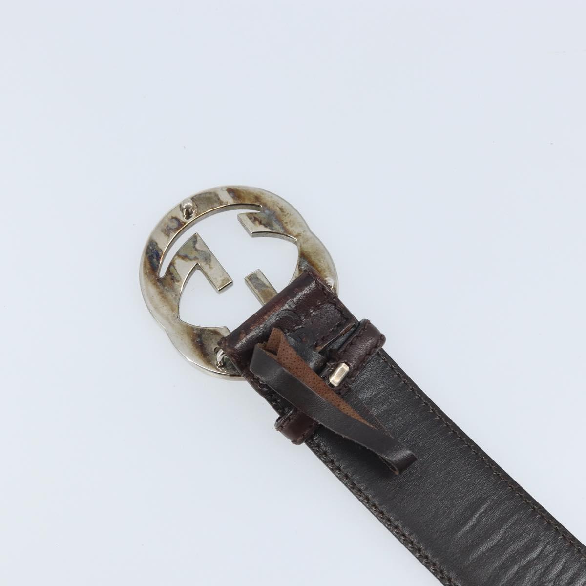 GUCCI GG Canvas Guccissima Belt Leather 45.3"" Black 114984 Auth 162586