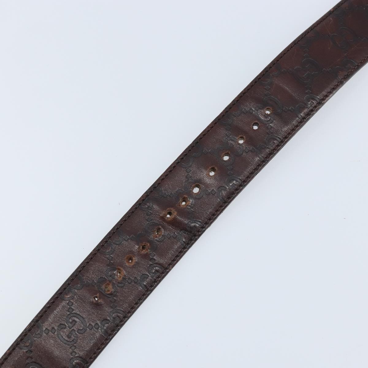 GUCCI GG Canvas Guccissima Belt Leather 45.3"" Black 114984 Auth 162586