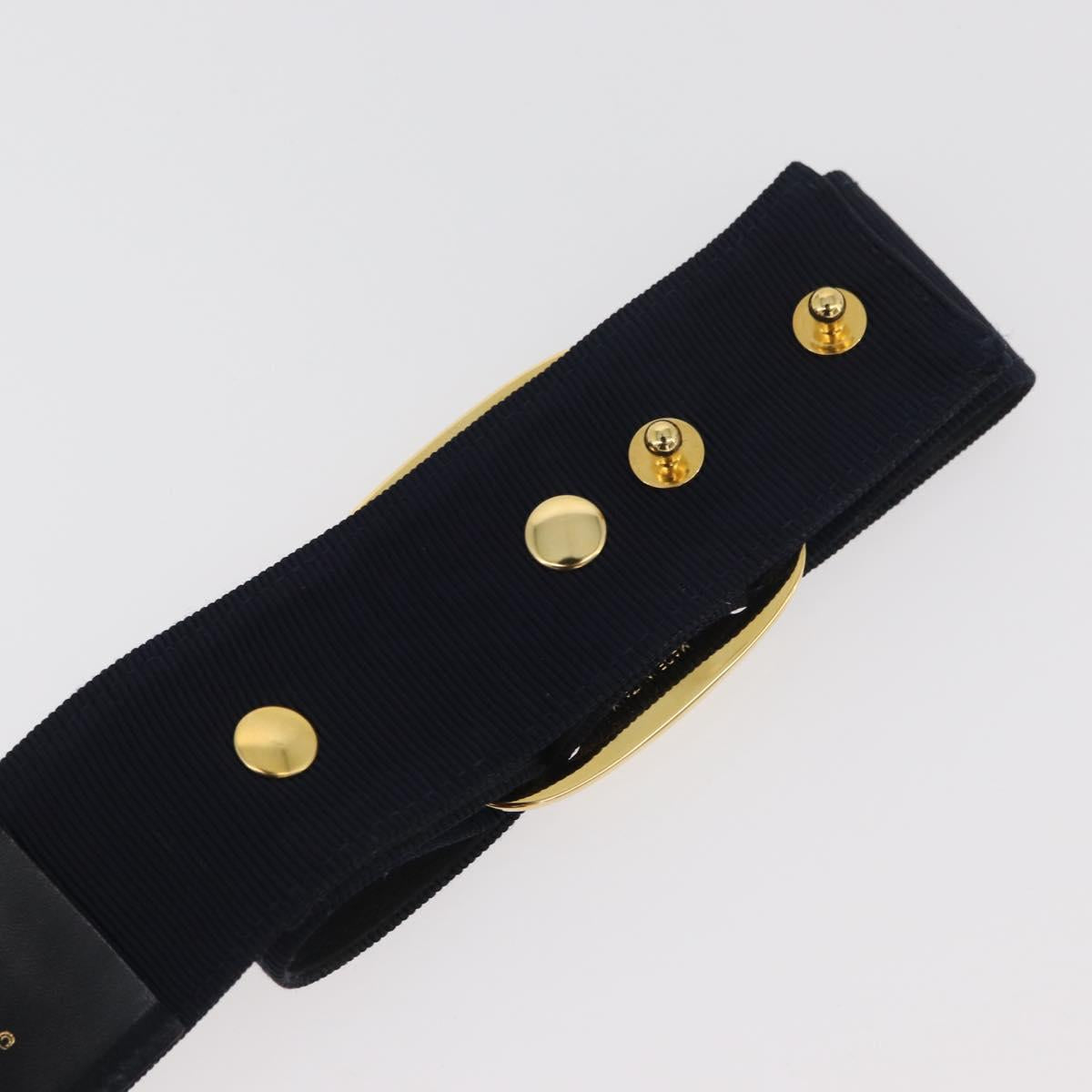 Salvatore Ferragamo Vara Ribbon Belt Canvas 32.7"" Navy Gold Auth 162587