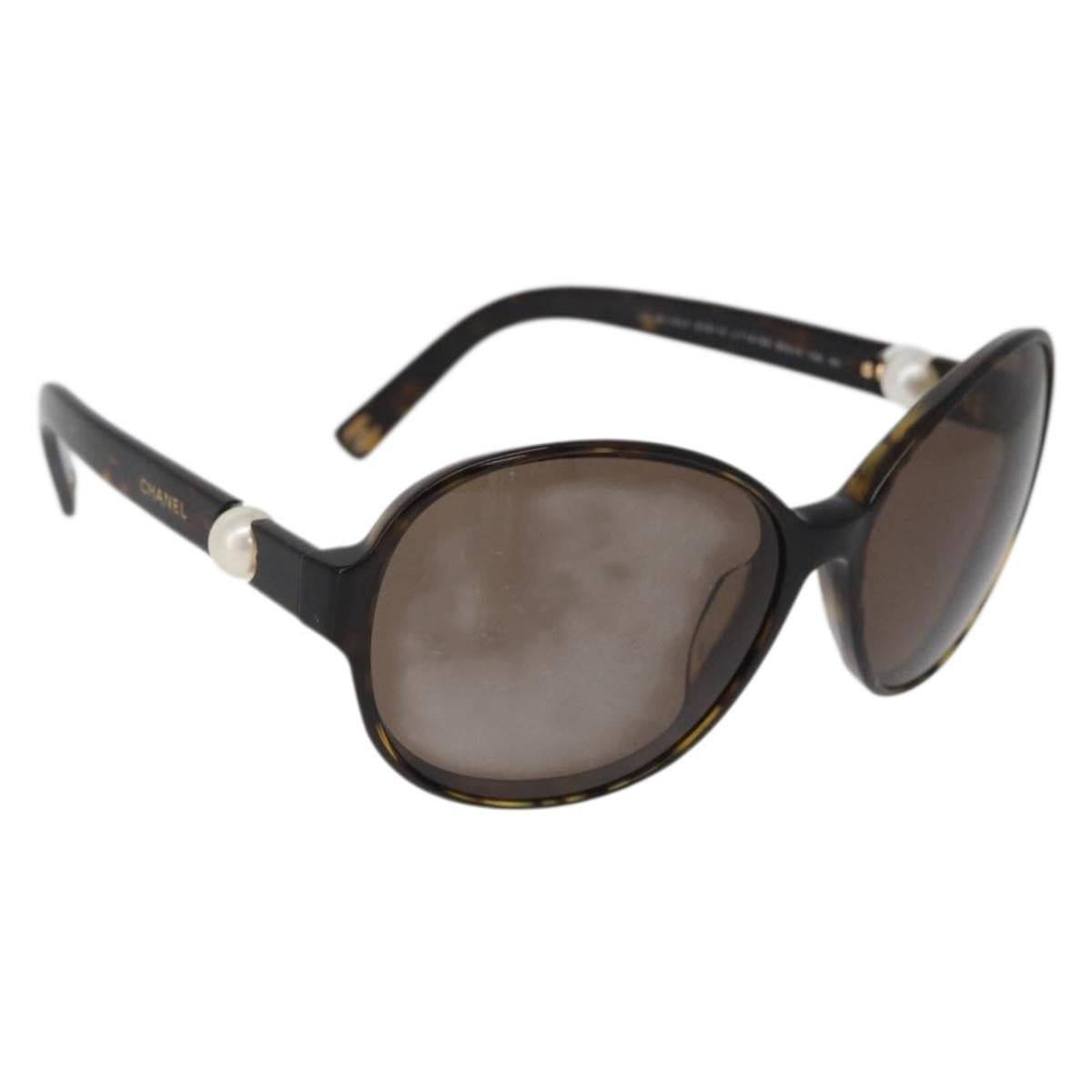 CHANEL Tortoise Sunglasses plastic Brown CC Auth 162588