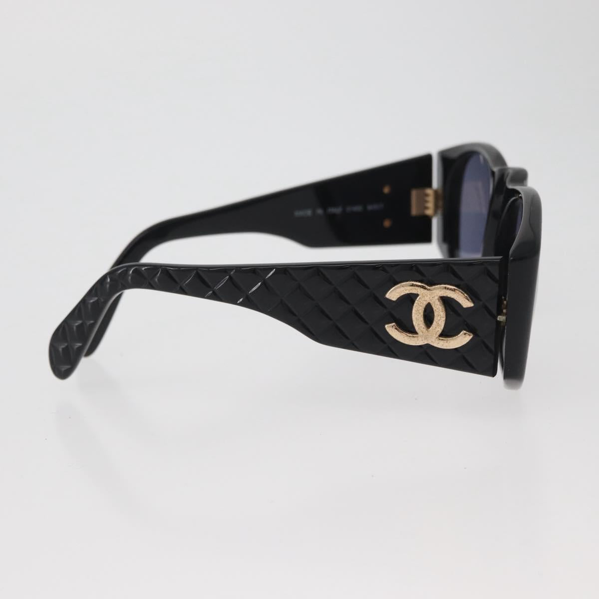CHANEL Sunglasses plastic Black CC Auth 162592