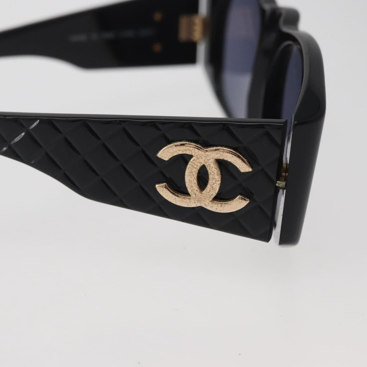 CHANEL Sunglasses plastic Black CC Auth 162592