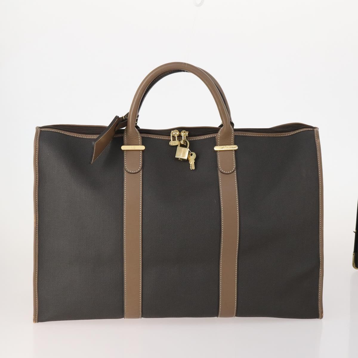 Dunhill Tote Bag Leather 4 Set Brown Black Auth 162595