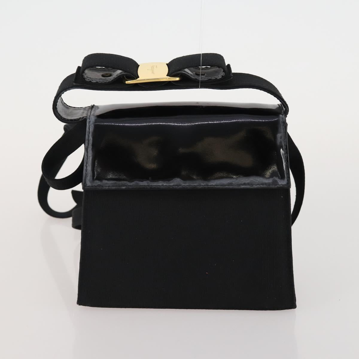 Salvatore Ferragamo Hand Bag Patent leather 3 Set White Black Navy Auth 162600