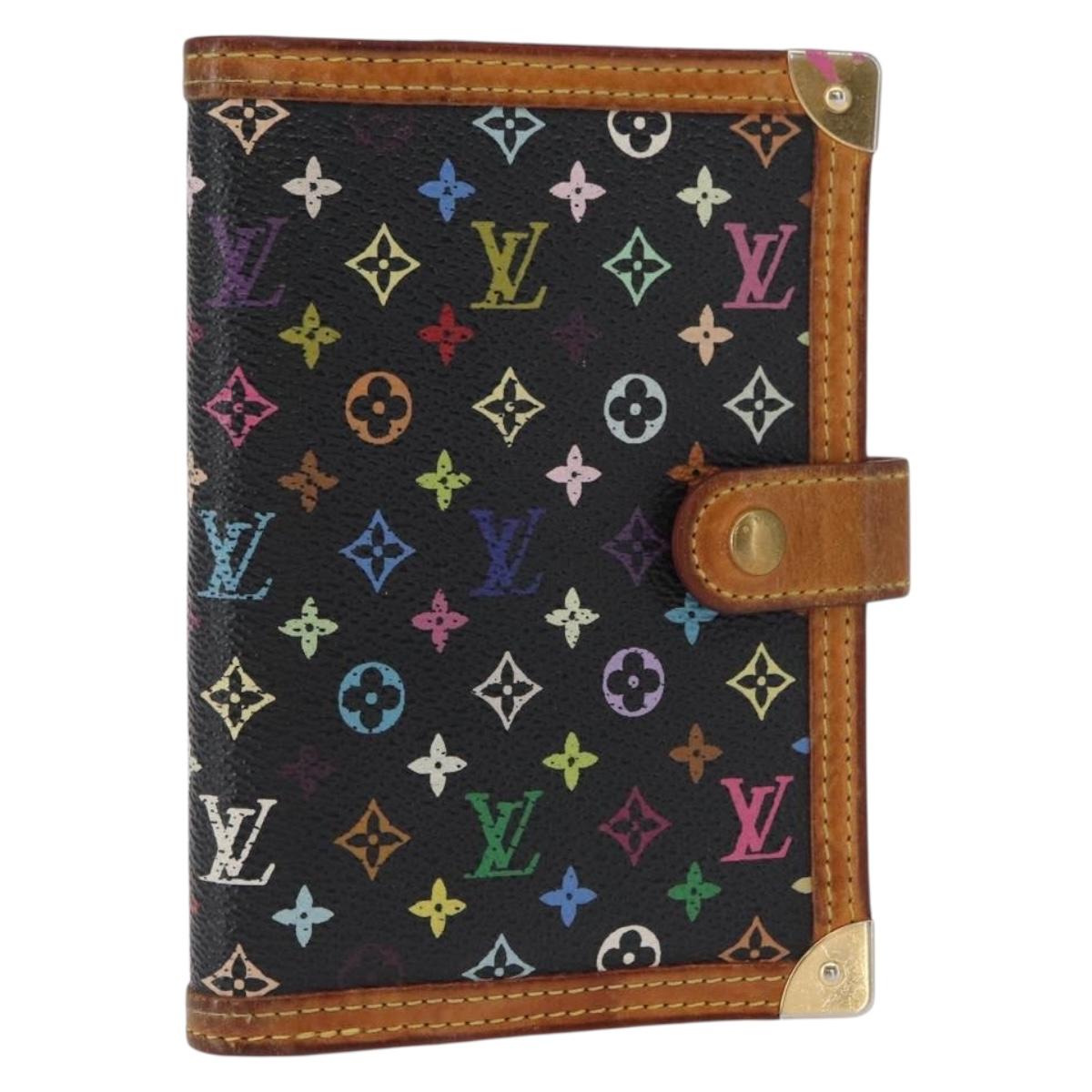 LOUIS VUITTON Multicolor Agenda PM Day Planner Cover Black R20895 LV Auth 162712