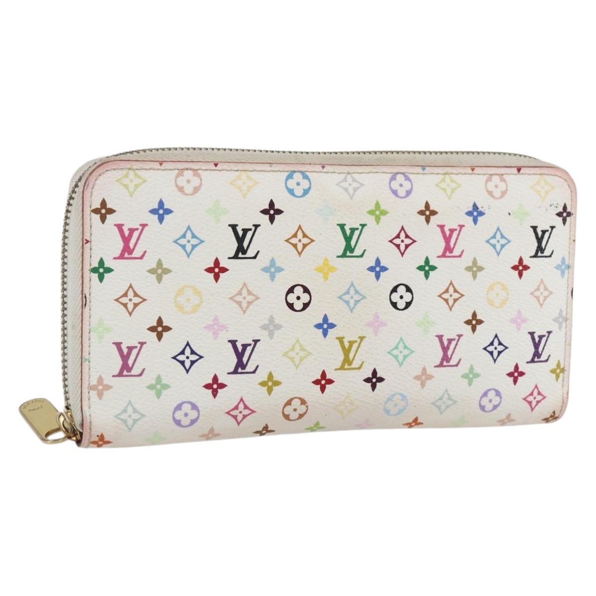 LOUIS VUITTON Monogram Multicolor Zippy Wallet White M60241 LV Auth 162714