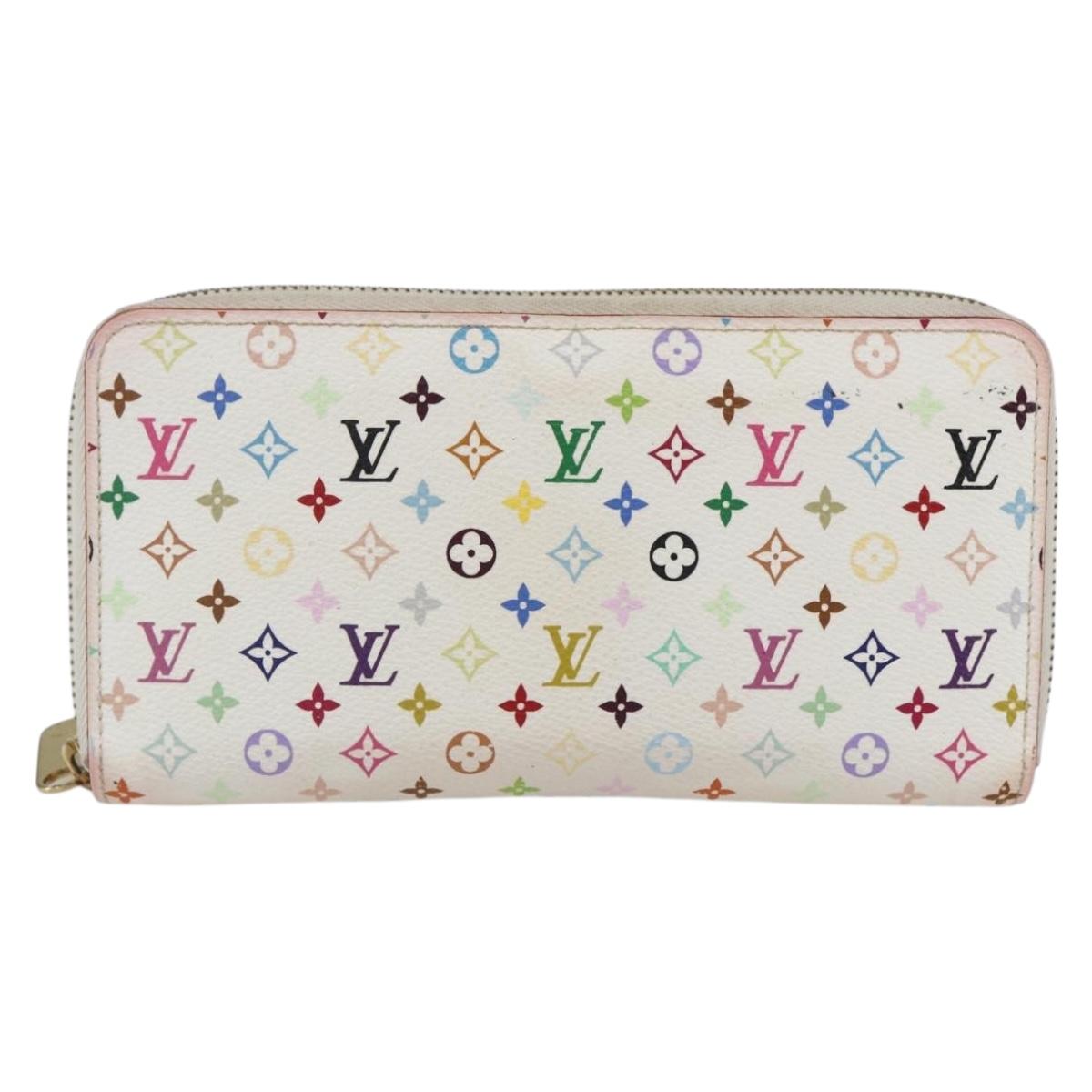 LOUIS VUITTON Monogram Multicolor Zippy Wallet White M60241 LV Auth 162714