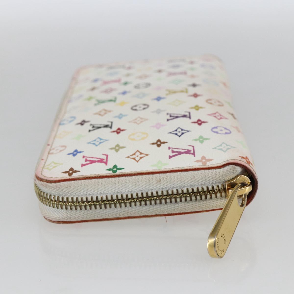 LOUIS VUITTON Monogram Multicolor Zippy Wallet White M60241 LV Auth 162714