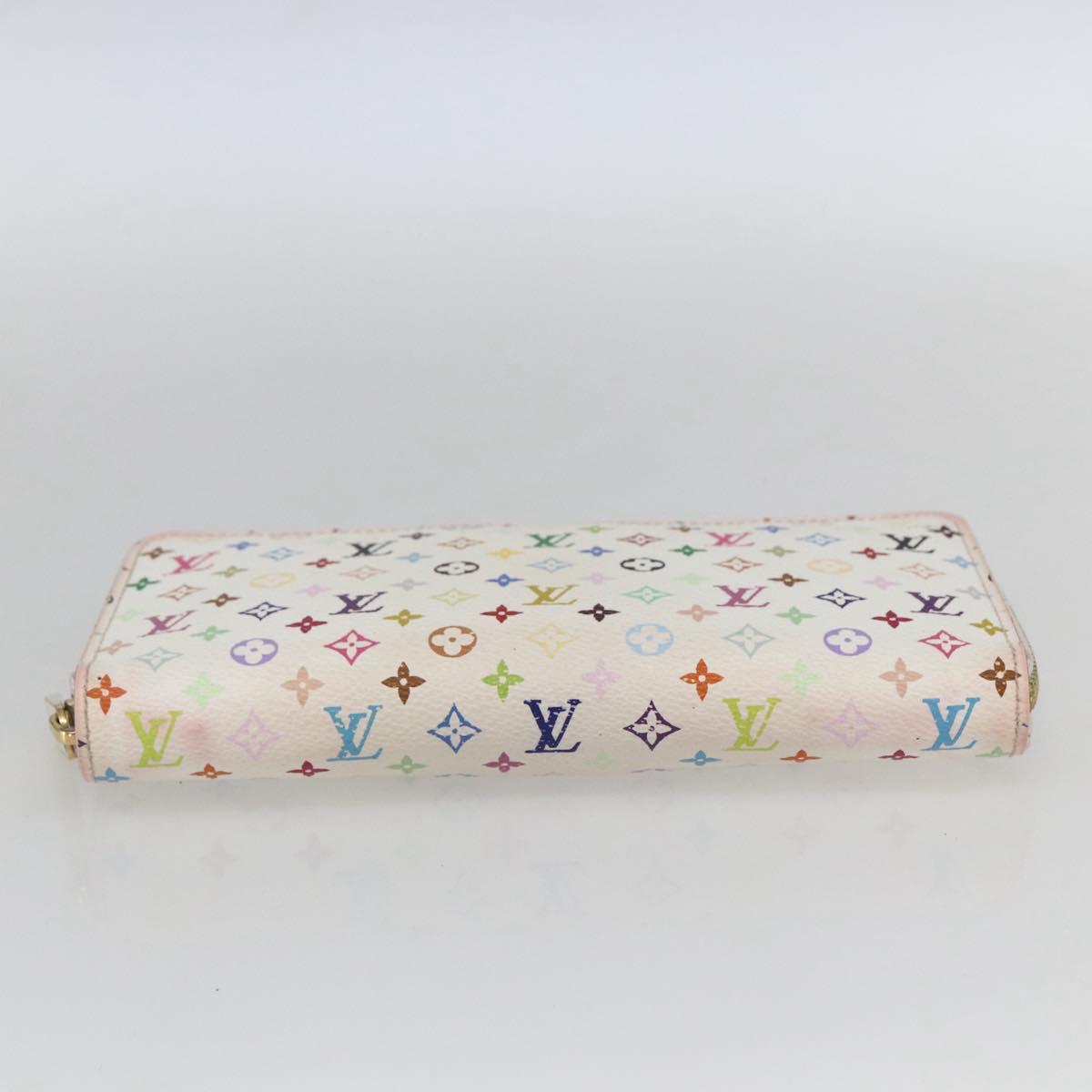 LOUIS VUITTON Monogram Multicolor Zippy Wallet White M60241 LV Auth 162714