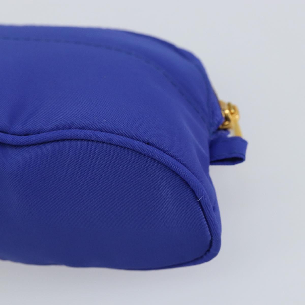 CELINE Pouch Nylon Blue Gold Auth 162720